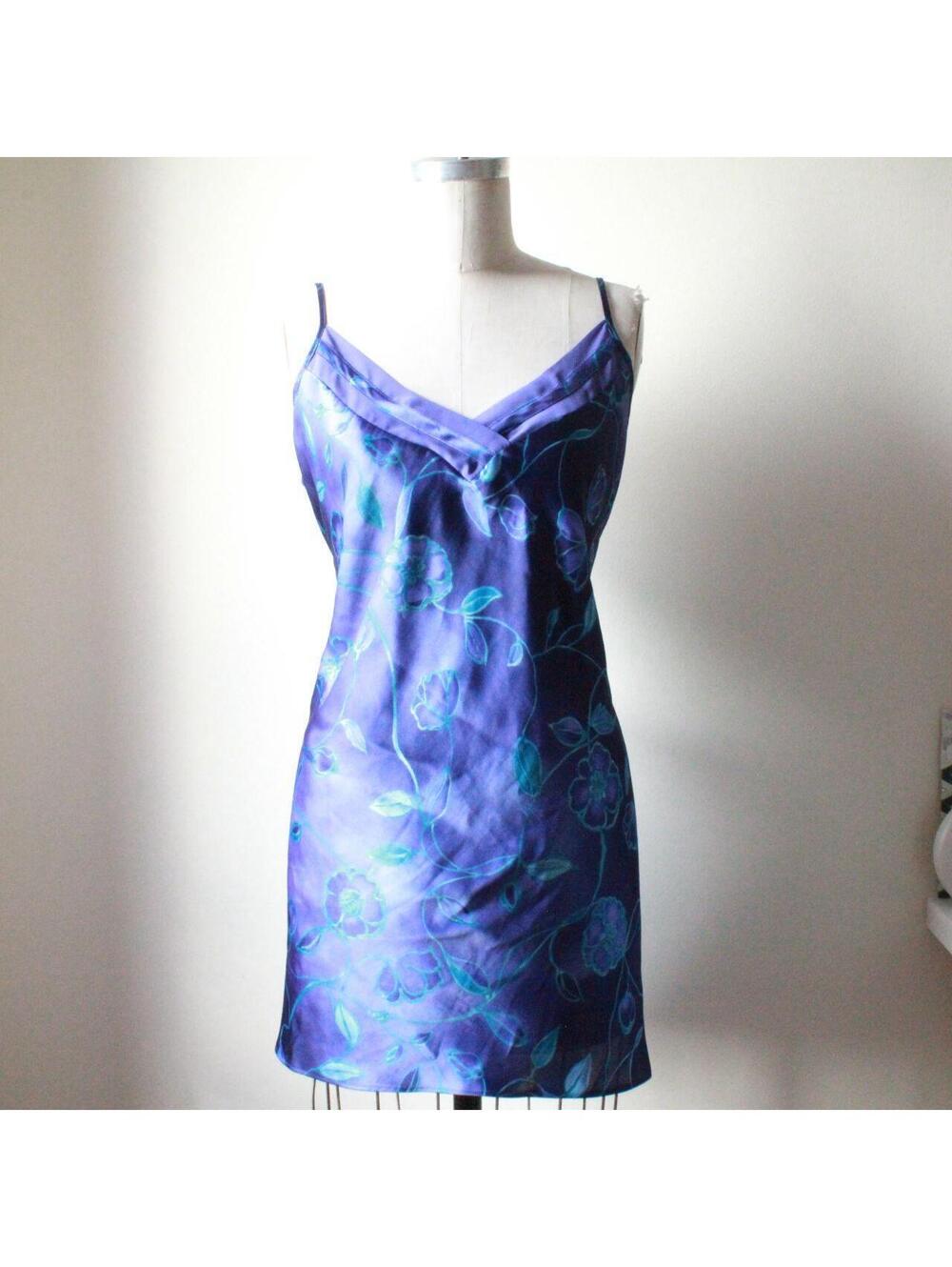 y2k california blue miss satin slip dress